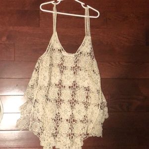 Tan lace tank